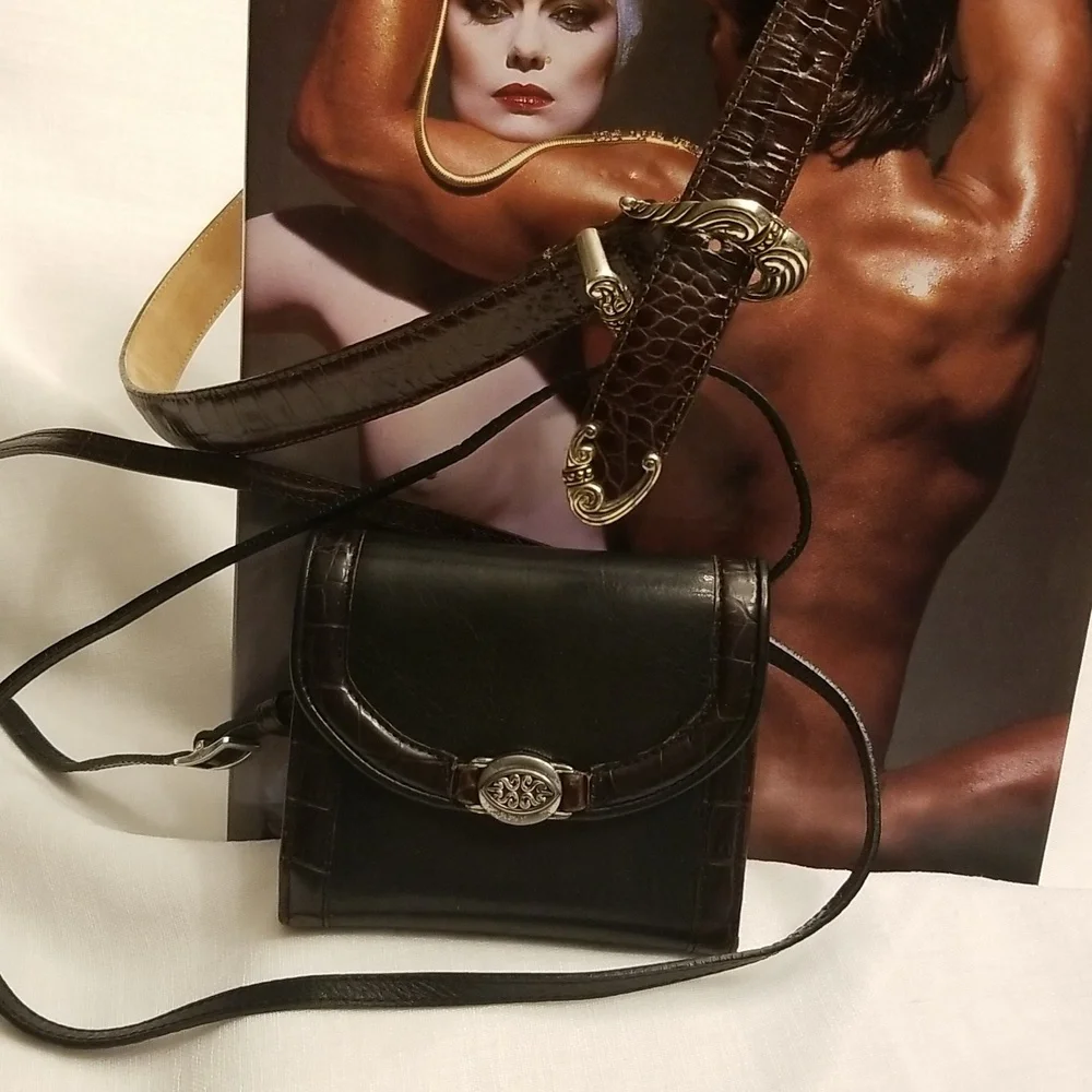 Brighton Mini Crossbody Wallet and NWOT Brown Leather Belt, ML, $55